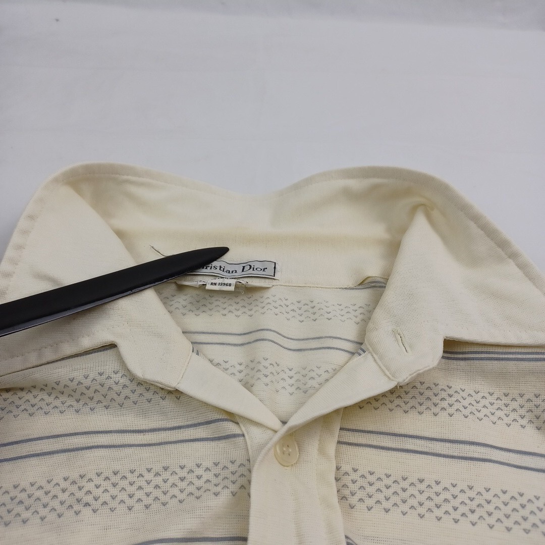 Vintage Christian Dior Polo Shirt Men XL SS Striped Pullover