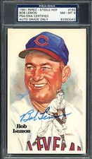 Bob Lemon NM MT 8 PSA DNA Coa Signed Perez Steele Postcard Autograph