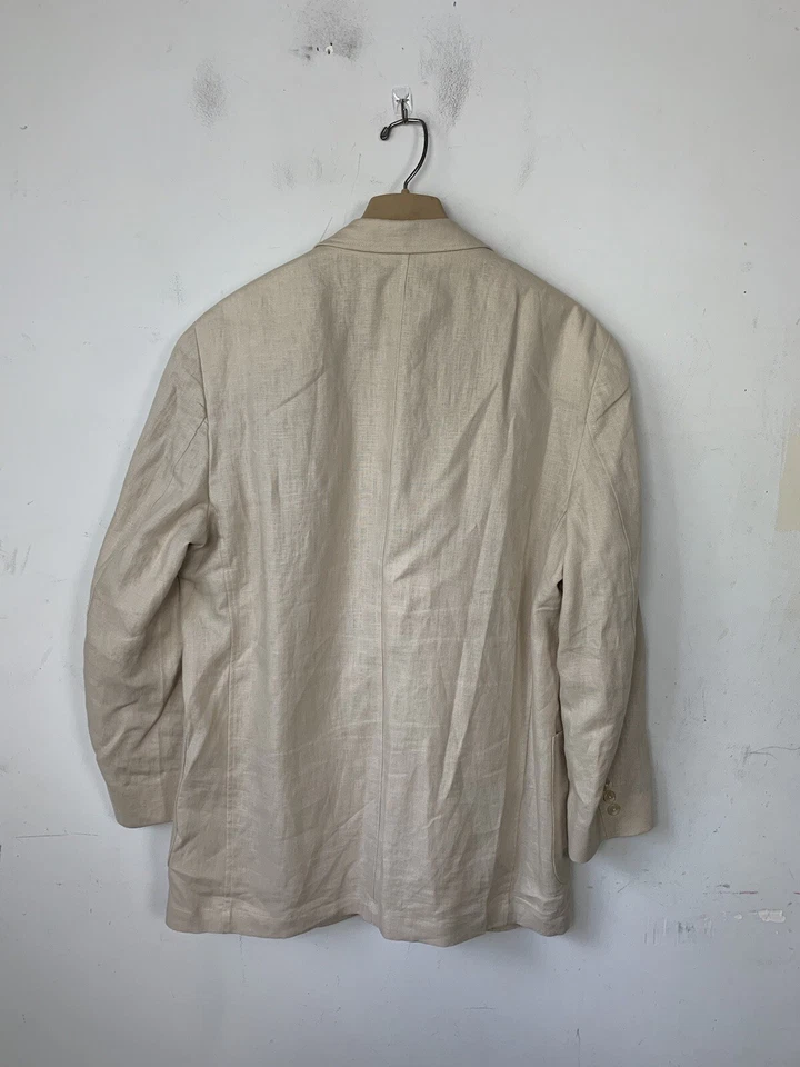 Alan Flusser Men Blazer Medium Beige 100% Linen Wedding Easter Two Button Spring — 第 3/4 张图片