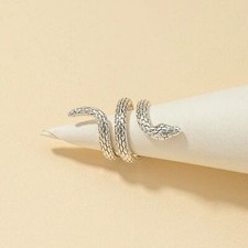 Women's Silver Coiled Snake Serpent Adjustable Ring NEW