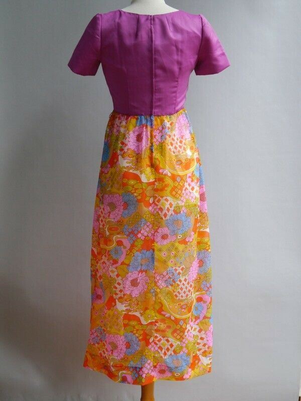 VTG 60s 70s Dress Psychedelic Mod Flower Power Hi… - image 3