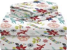 190 GSM Twin XL, Holiday Joy Sheet Set, Warm  Cozy - 100 Cotton Flannel Pre-Sh