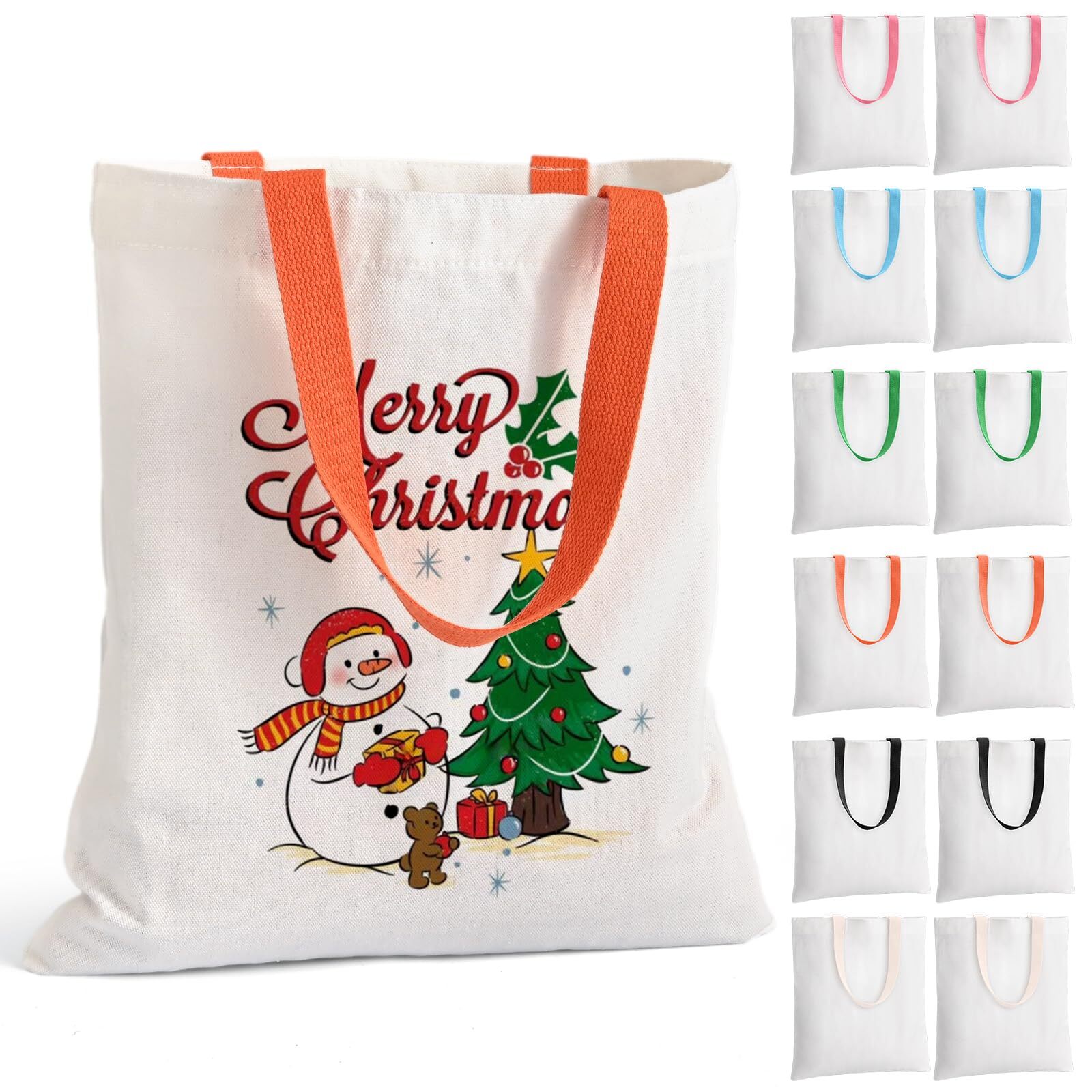 12Pack Canvas Tote bags, 10Oz Cotton Blank Canvas Tote Bags Reusable Grocery ...