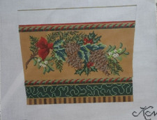 Kelly Clark Christmas Pine Bough Stocking Cuff Needlepoint Canvas