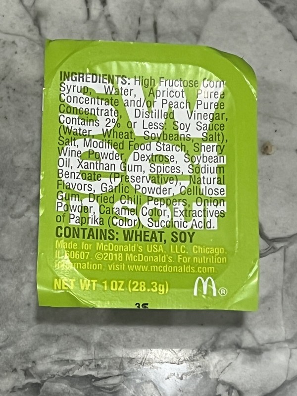 McDONALDS SWEET 'N SOUR SAUCE  PACKETS DIPPING SAUCE  20 PACKS
