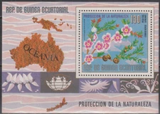 W EQUATORIAL GUINEA 0927-B234 OCEANIA AUSTRALIA FLOWERS PERFORATED SOUVENIR SHT
