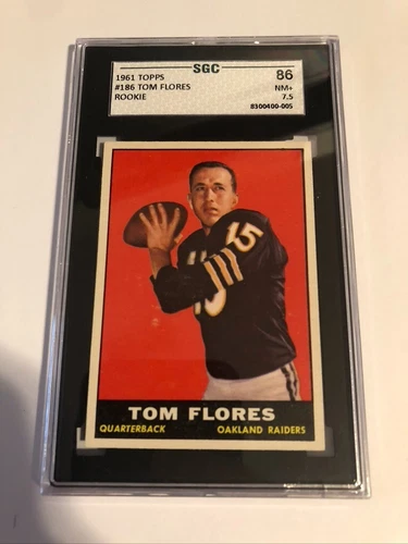 1961 Topps  Football Card #186 Tom Flores (HOF) Rookie Card SGC 7.5
