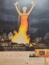 Max Factor Goldfire Lipstick Magic Spell Lights Your Lips Vintage Print Ad 1959