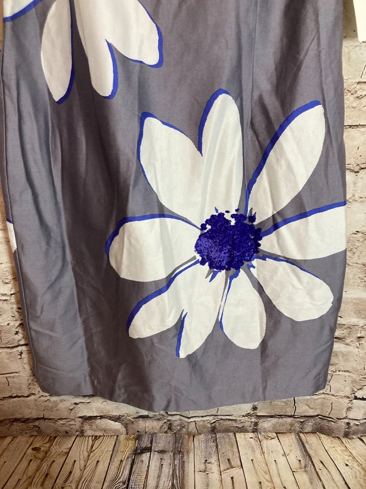 Vestido Studio I Mujer 12 Gris Floral Funda Oficina Trabajo Informal Algodón Cremallera Foto 4 de 4