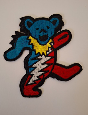 BOLT BEAR PATCH 3'' embroidered iron on dead patches dancing grateful bears