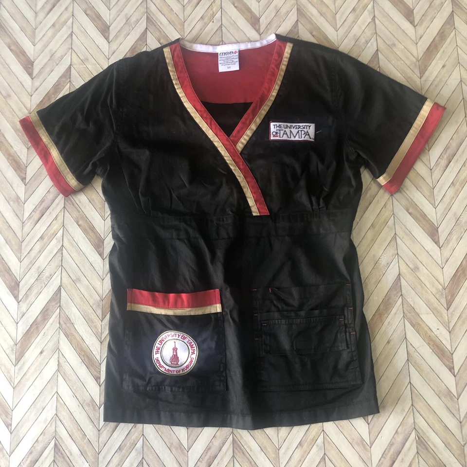 UT Nursing University of Tampa Scrubs Tops (2 pack) Black/Red Size Small - Image 2 of 4