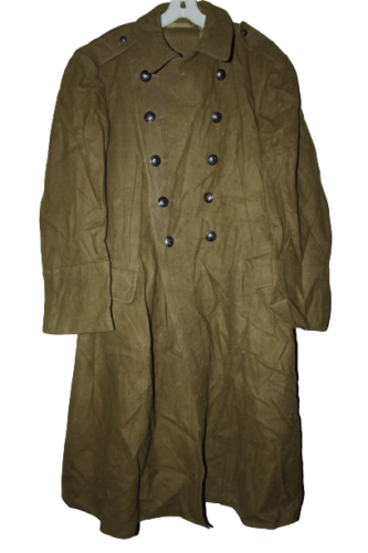 DAMAGED Romanian Trench Coat Military Army Wool Overcoat Heavy Winter Shinel OD - Afbeelding 1 van 6