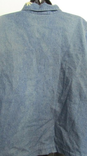 New Women's 1X Denim Blue Floral Button Embroidered Light Jacket Studio Works - Picture 5 of 9