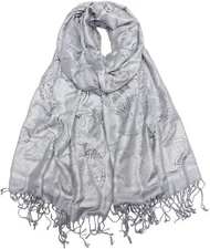 Women's Pashmina Shawl Wrap Two Tone Ethnic Paisley Pattern Scarf 70.8'x27.5'