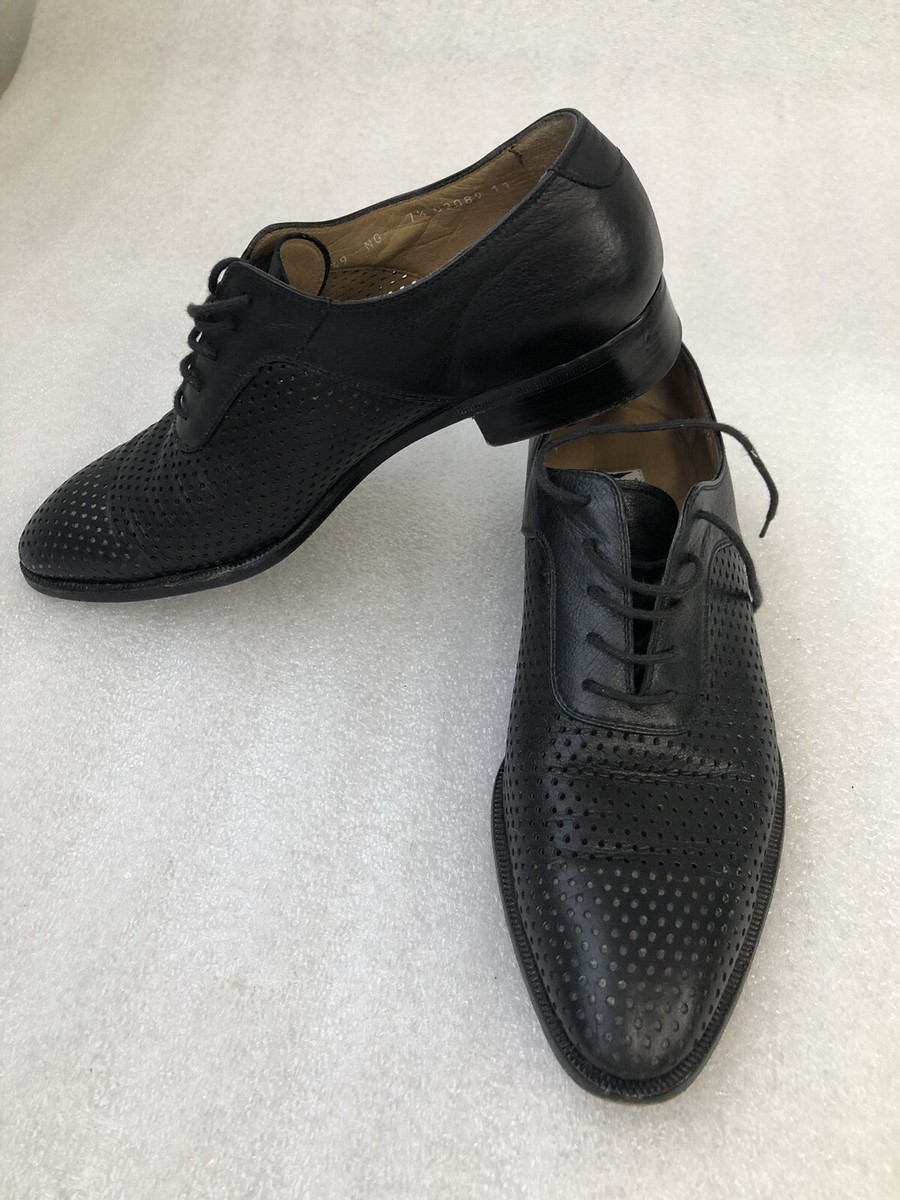 Moreschi Men's Perforated Black Loafers Made In Italy Size US 8 1