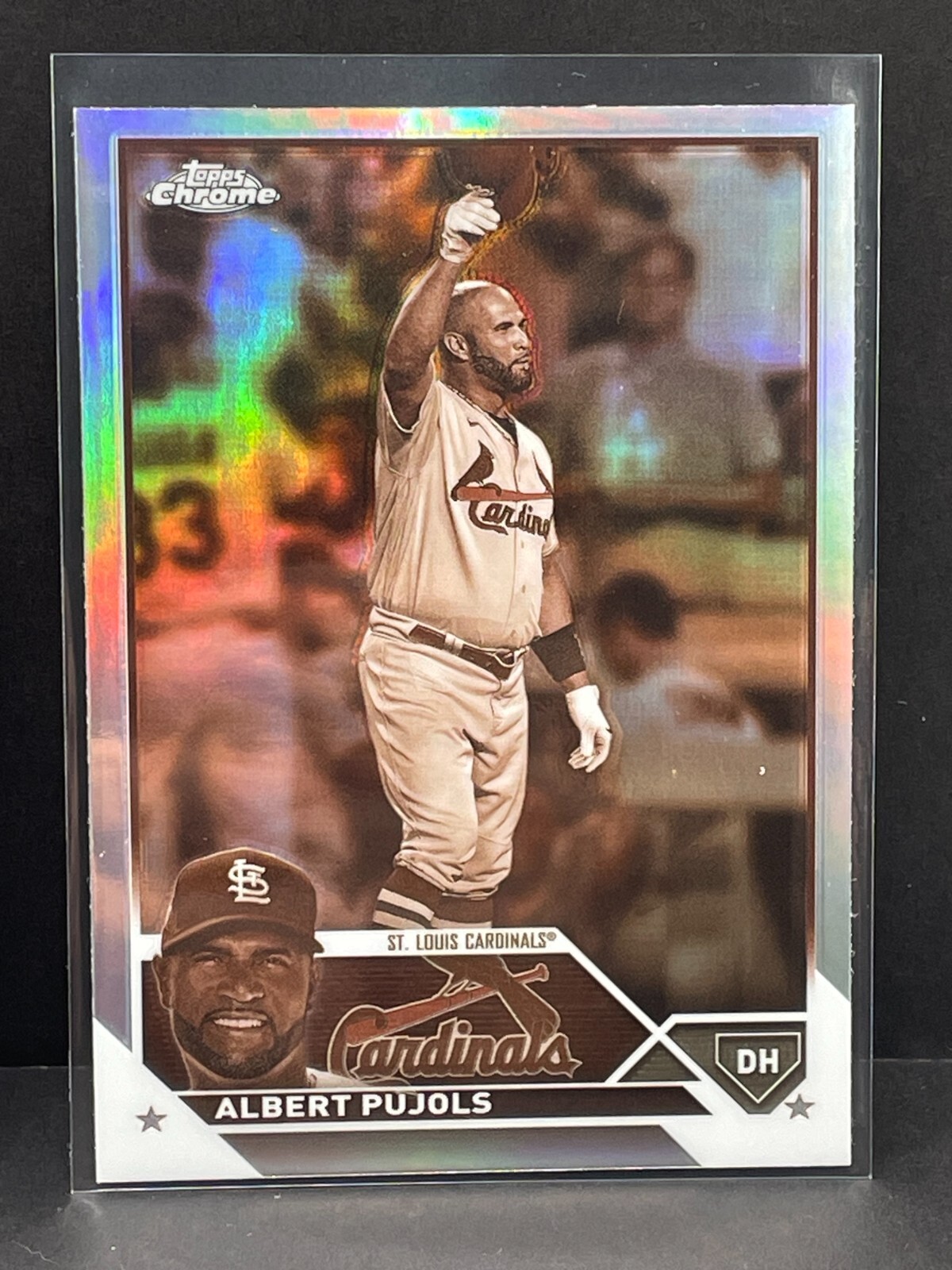 2023 Topps Chrome Sepia Refractor 143 Albert Pujols St. Louis Cardinals card MLB