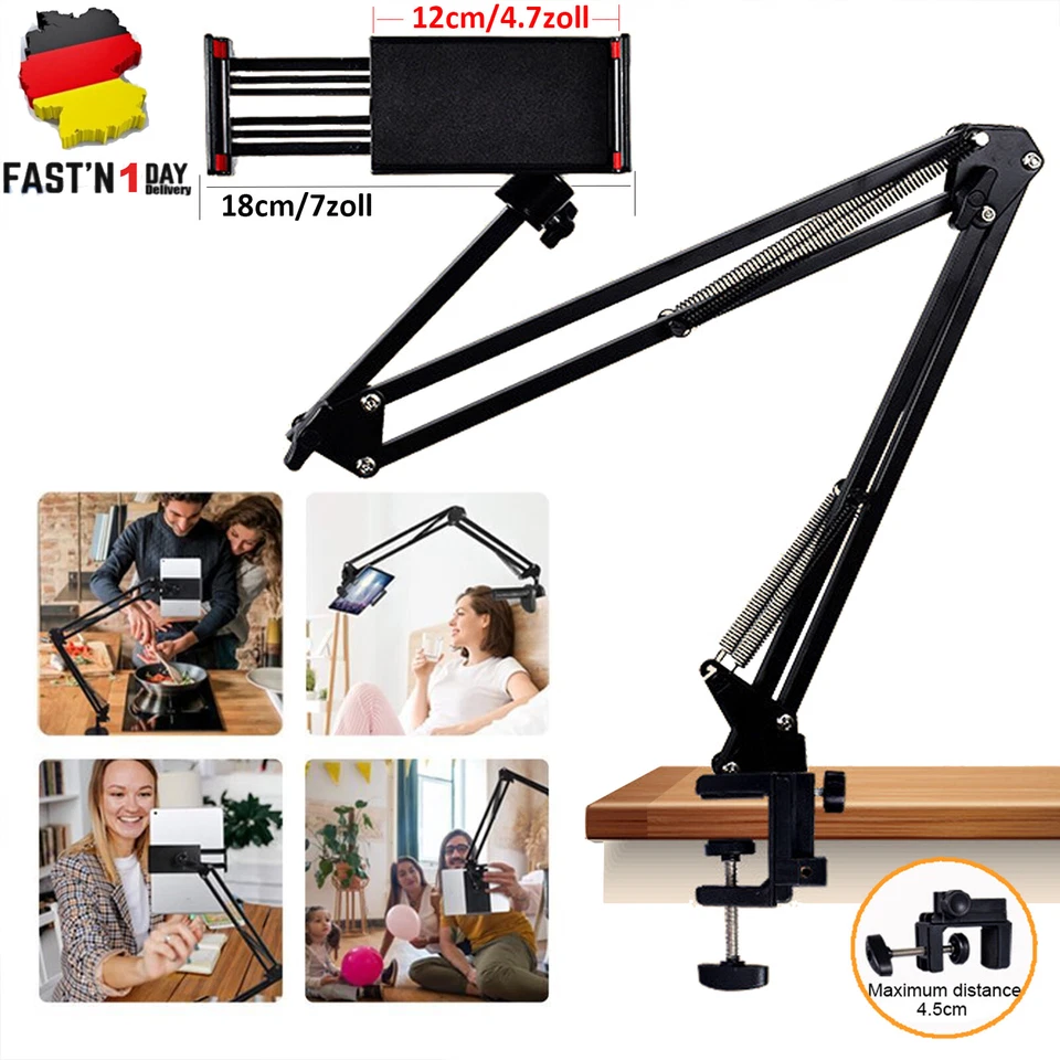 Verstellbar Halterung Tisch Bett Handy Halter Ständer für Tablet iPad Smartphone - Bild 2 von 4