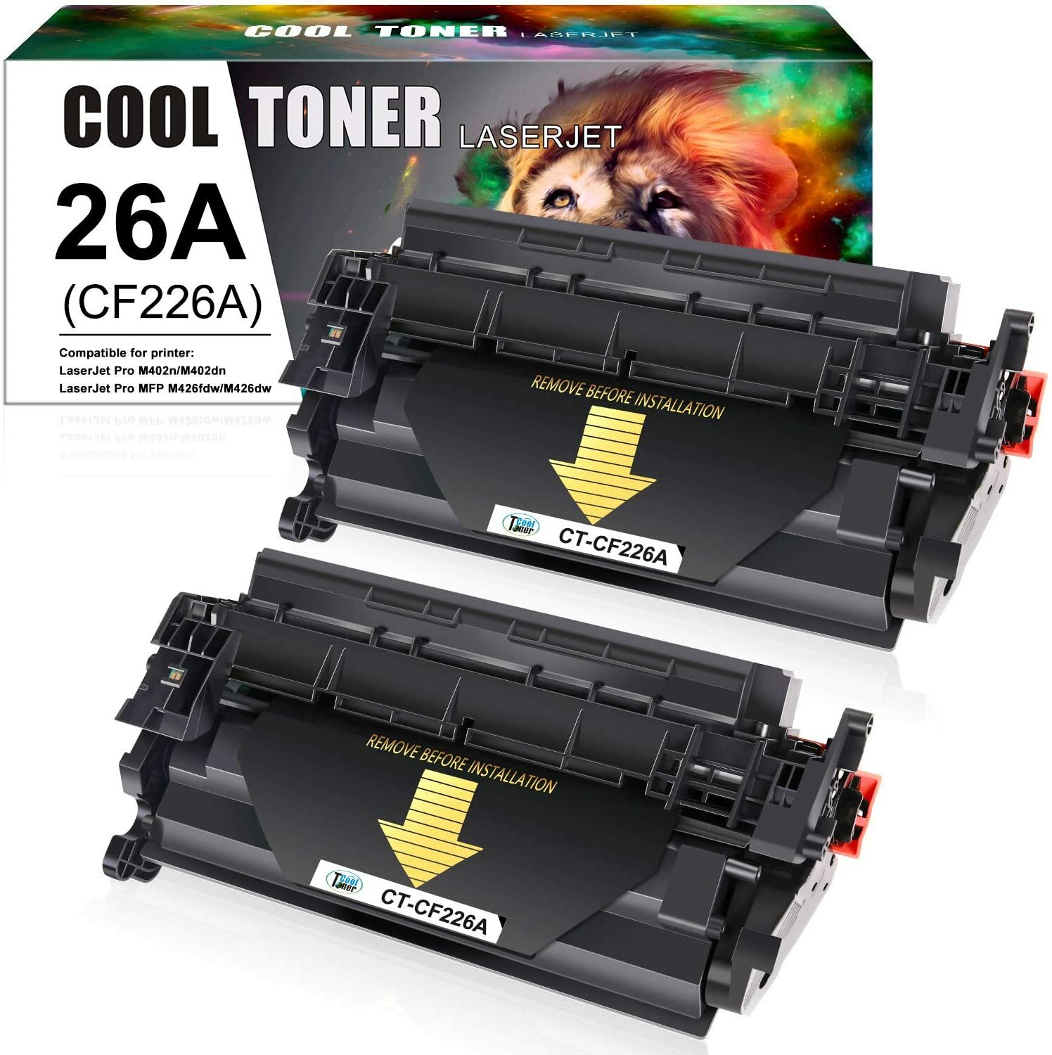2 Black Toner Cartridge CF226A 26A fits for HP LaserJet M402n MFP M426dw M426fdn