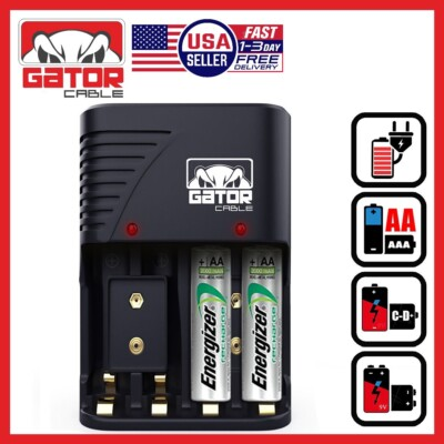 #ad AA AAA 9V Rechargeable Batteries Charger Plug In NiMH NiCD Battery Rapid Charge $9.99