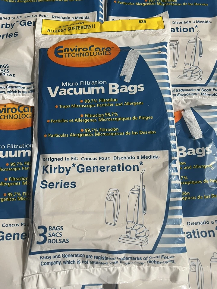 Kirby Vacuum Bags 3 Pack Envirocare Technologies 839 Micro Filtration  Lot Of 5 - Image 4 of 4