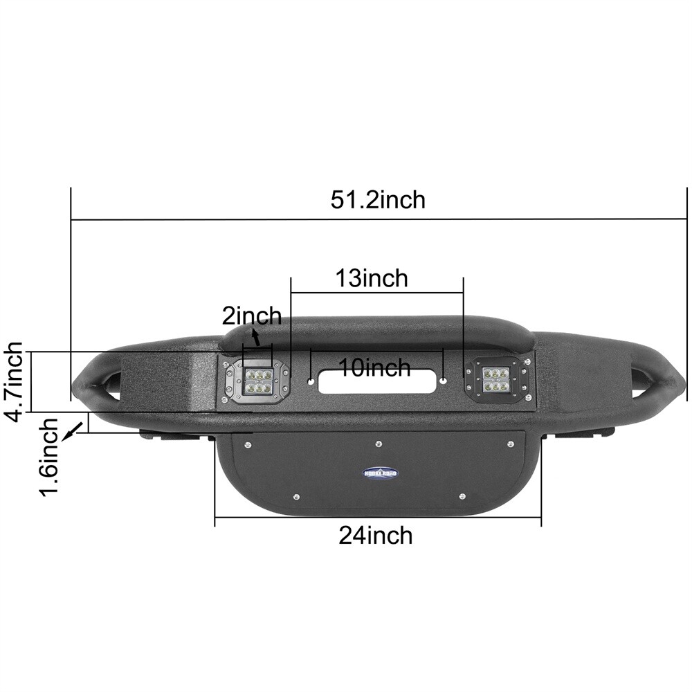 Steel Front Bumper w/ Winch Plate & 18W Spot Light for 07-18 Jeep Wrangler JK