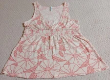 Old Navy Womens Medium White & Pink Floral Cotton Blend Sleeveless Shirt 23