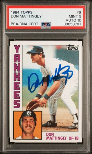 1984 YANKEES Don Mattingly signed ROOKIE card Topps #8 PSA 9 AUTO 10 RC