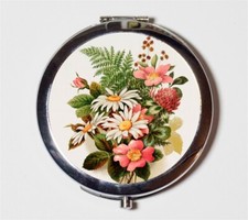 Pink Flower Bouquet Mother's Day Compact Mirror Make Up Pocket Mirror Cosmetic
