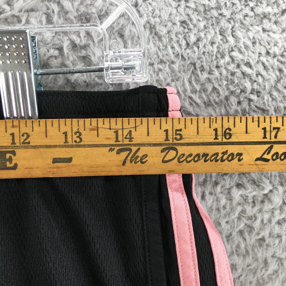 Adidas 3 Stripe Athletic Short Womens 30 Inch Black Elastic Waistband Mid Rise - Image 3 of 4