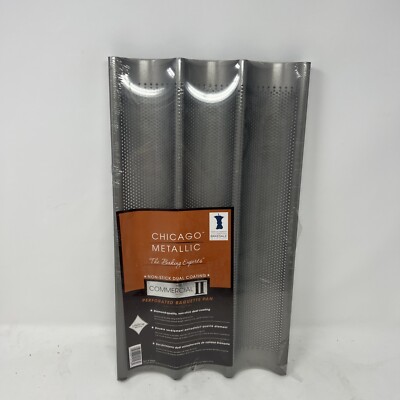 Chicago Metallic Baguette Pan Baquette Commercial II 16''x9''1'' Holes Wavy E1