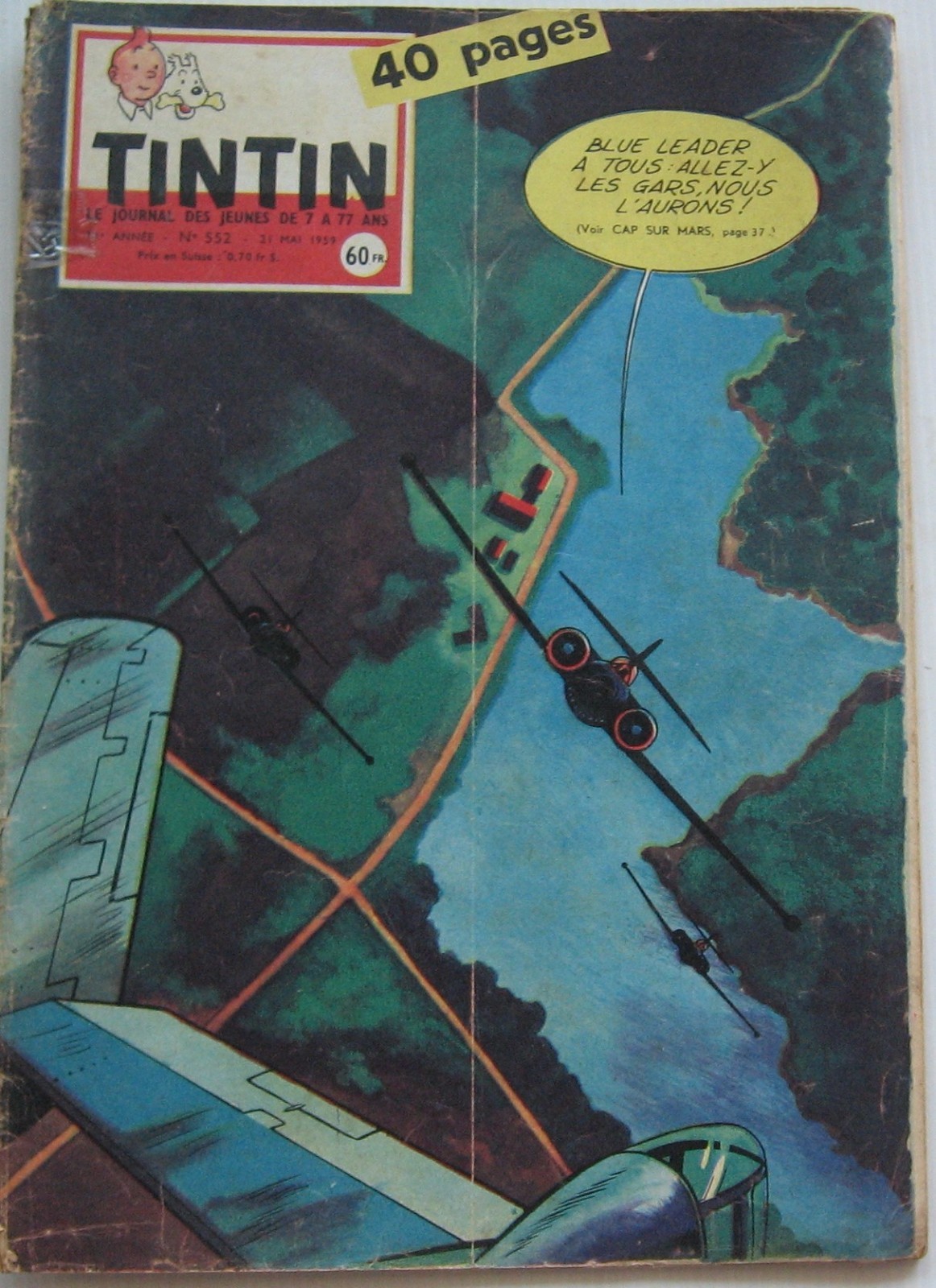 Tintin Journal No. 552 Blue Leader/Vaillant/Jari/Jacobs 1959 Fair Condition