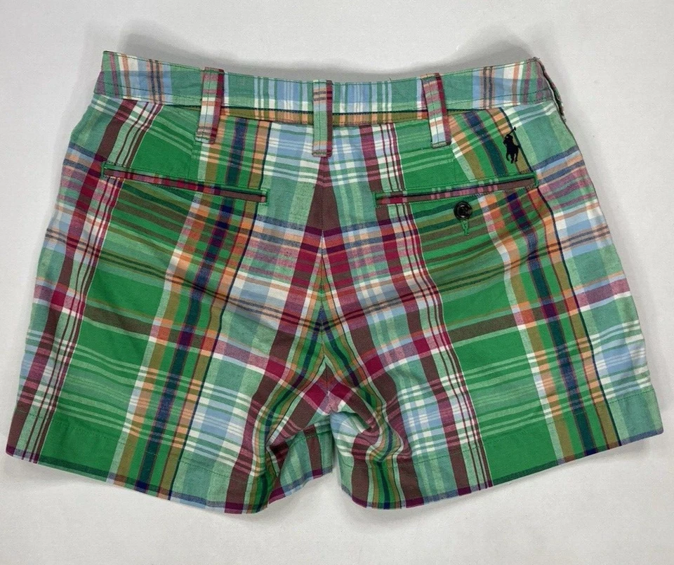 Pantalones cortos chinos Polo Sport Ralph Lauren a cuadros para mujer talla 2 verde multicolor Foto 3 de 4