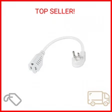 Short Power Extension Cord 1FT - Right Angle Flat Head Extension Cord with 3 Pro