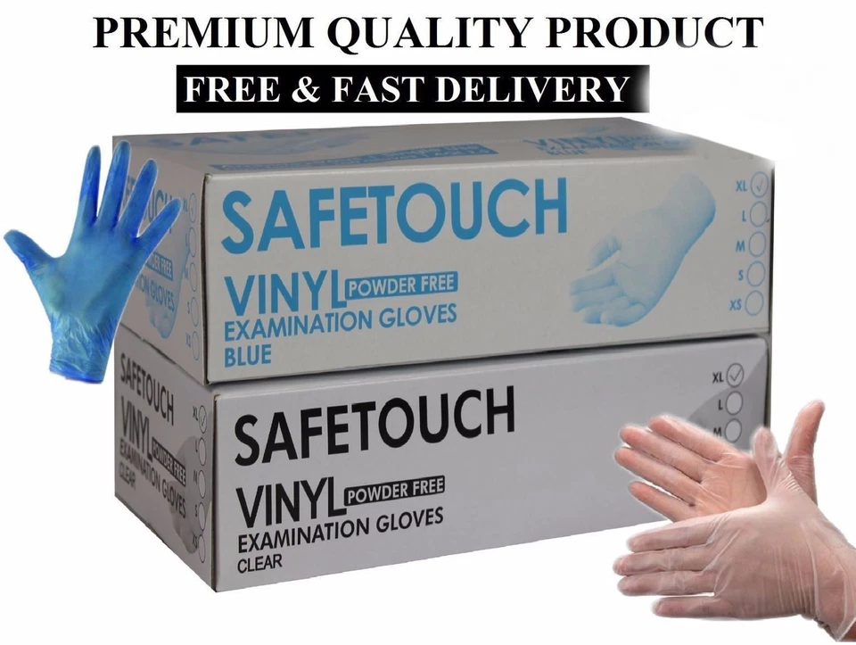 SAFETOUCH Disposable Clear Vinyl Powder & Latex Free Gloves 10 100 200 300 CHEAP