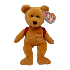 Ty Beanie Baby BOOKS the Bear 8.5" Red Back to School Plush MWMT Stuffed Animal