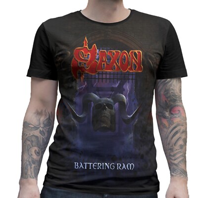 SAXON Battering Ram MENS BLACK T-SHIRT - SIZE XL - HEAVY METAL BAND - RARE