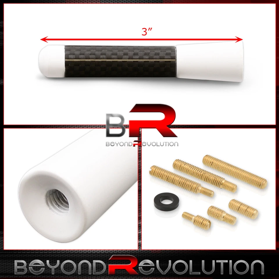 Radio de techo de fibra de carbono de 3 pulgadas para automóvil camión antena corta rechoncha blanca Foto 2 de 3