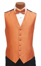 Men's Armanno Halloween Orange Tuxedo Vest with Bow Tie Formal Size Small S