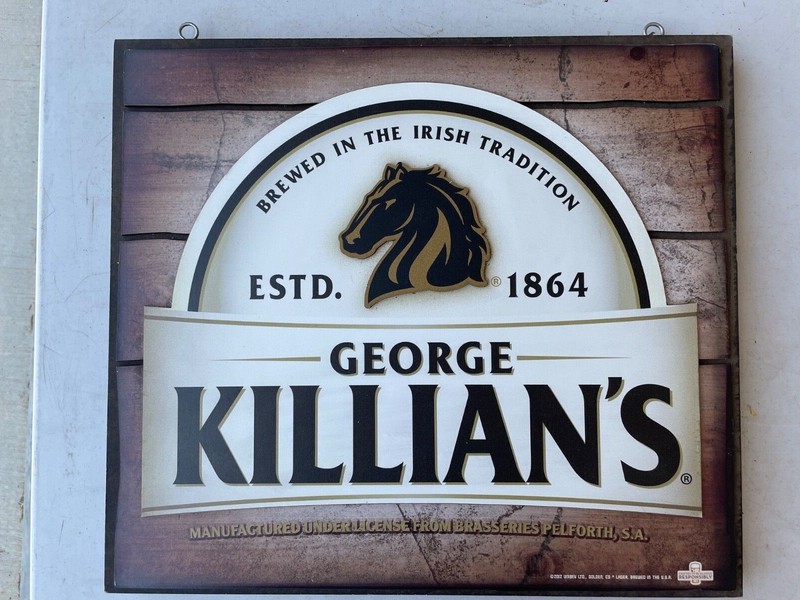George Killian's Irish Beer Sign Double Sided Wood and Plastic Nice!!