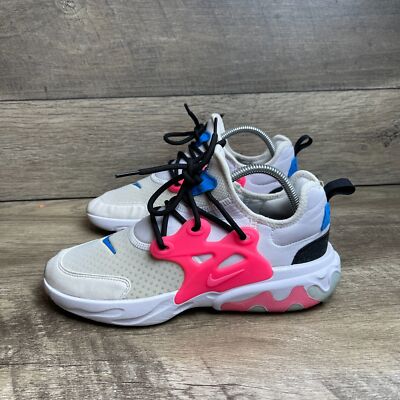 Nike React Presto BQ4002-101 Youth 7 Running Shoes White Hyper Pink Mesh Sneaker