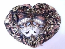 COPPER GOLD DOUBLE JOKER VENETIAN MASQUERADE WALL MASK MADE IN ITALY