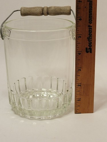 Vintage Fidenza Vetraria Stampi Francolini Glass Ice Bucket Pail Handle Italy - Picture 9 of 10