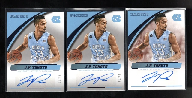 (3) 2016 Panini North Carolina J.P. Tokoto Auto Autograph (2) Silver 65/99 78/99