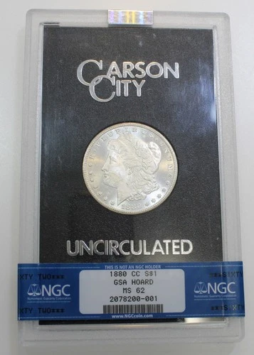 1880-CC $1 MORGAN SILVER ONE DOLLAR NGC GSA HOARD MS62 BOX & PAPERS INCLUDED