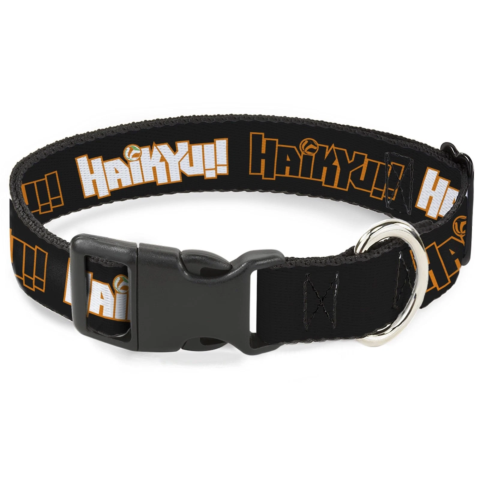 Crunchyroll Pet Collar, Dog Collar Plastic Buckle, Haikyu Title Logos Black Oran