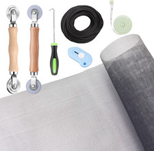 Windows Screen and Screen Door Repair Kit - 48"X118" Fiberglass Mesh Gray with R