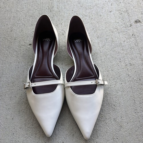 Franco Sarto Women's White Leather Loafers Size 9 Flats