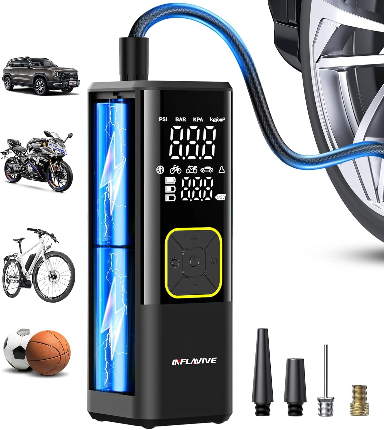 Tire Inflator Portable Air Compressor, 150 PSI Cordless Air Pump for Car Tires w