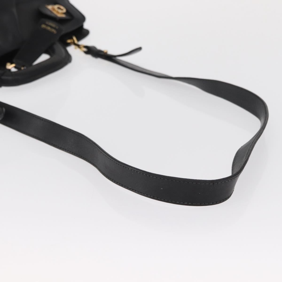 Salvatore Ferragamo Gancini Tote Bag Leather 2way Black Gold Auth