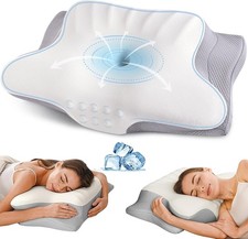 Ergo Pillow for Sleep Apnea, Neck Pain, and Snoring Relief, Standard, Gray